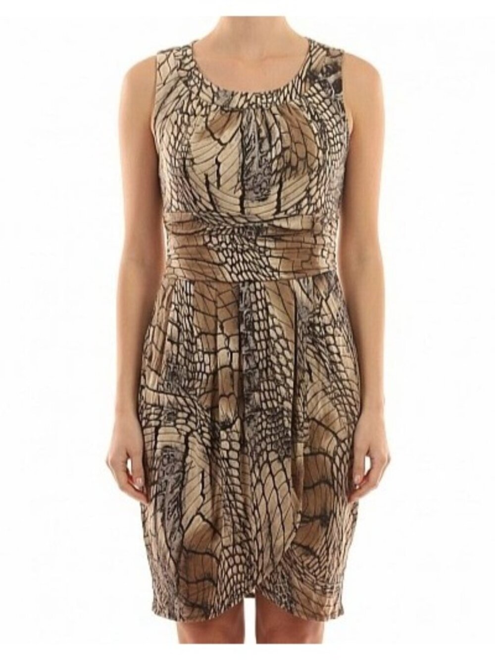 Monroe &‎ Main Black Brown Snakeskin Reptile Print Sleeveless Dress Size L Party
